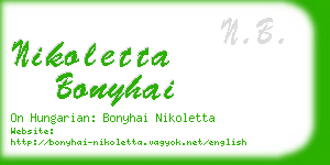 nikoletta bonyhai business card